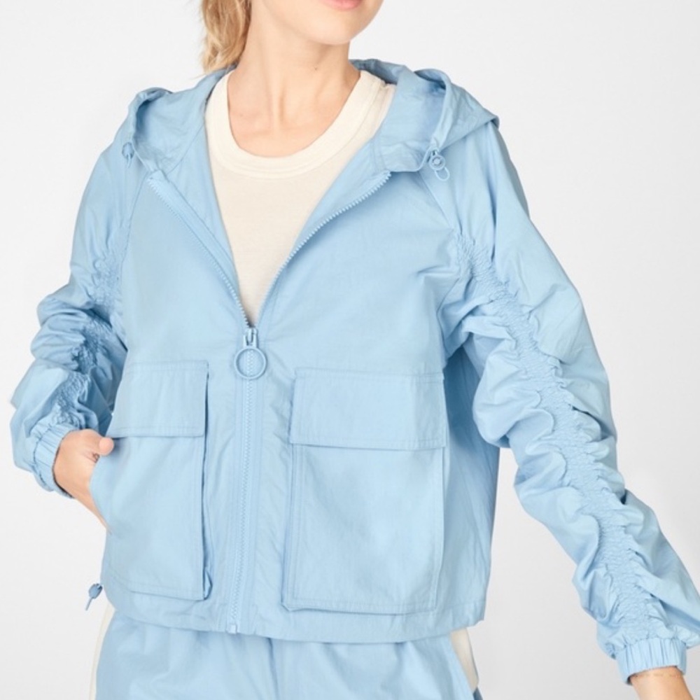 Fabletics Sky Blue Hooded Windbreaker - 4x